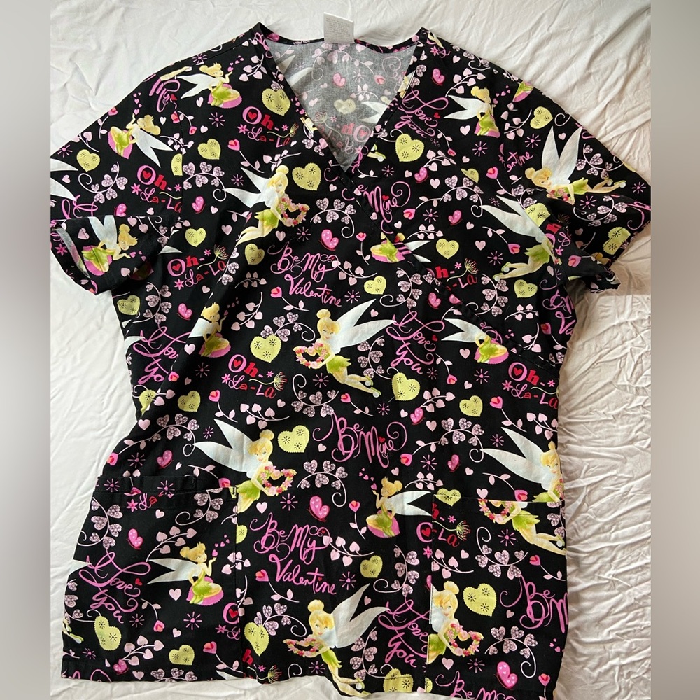 Disney Tinkerbell Valentines Day Scrub top